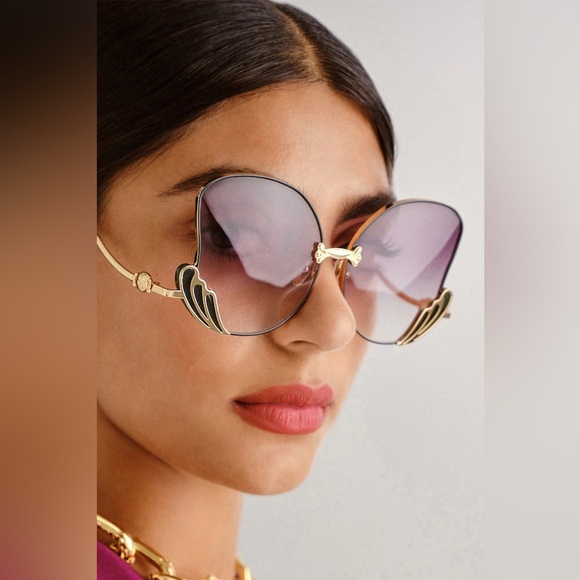 Camilla “Goddess Energy” black emerald marble square oversized boho sunglasses
